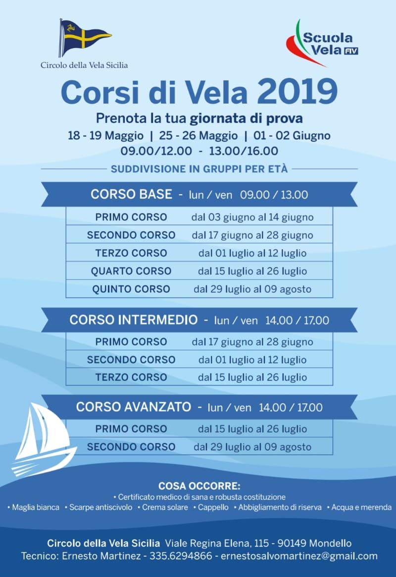 Al momento stai visualizzando Circolo della Vela Sicilia – Corsi di Vela Estivi 2019