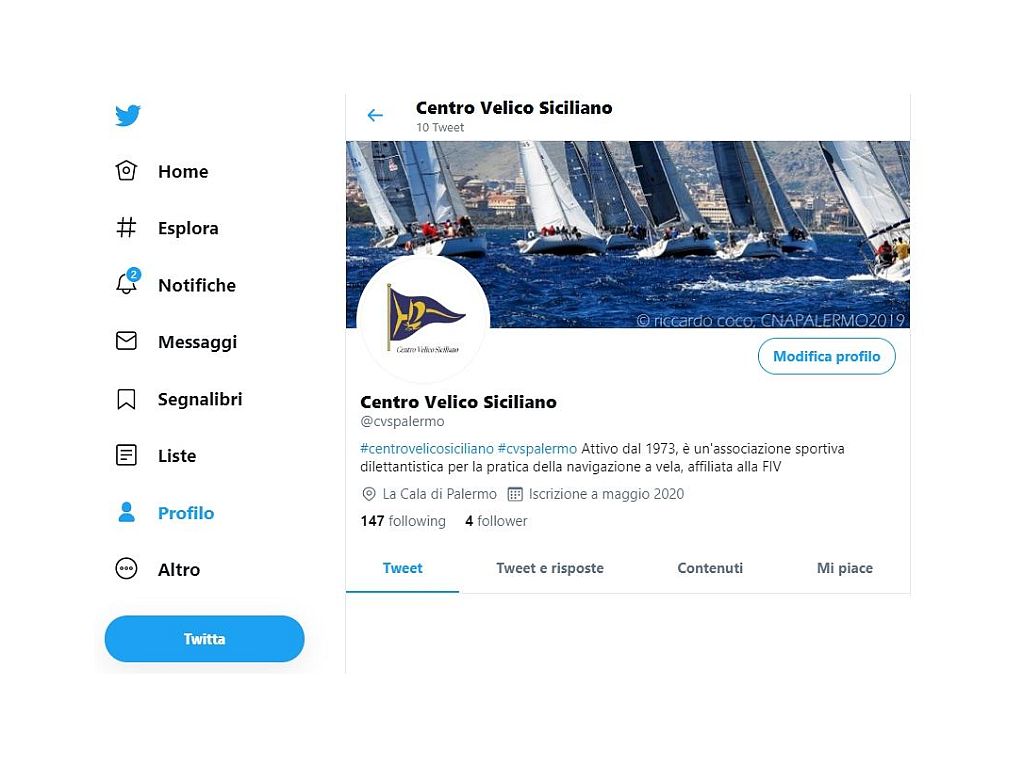 Scopri di più sull'articolo Il Centro Velico Siciliano su TWITTER
